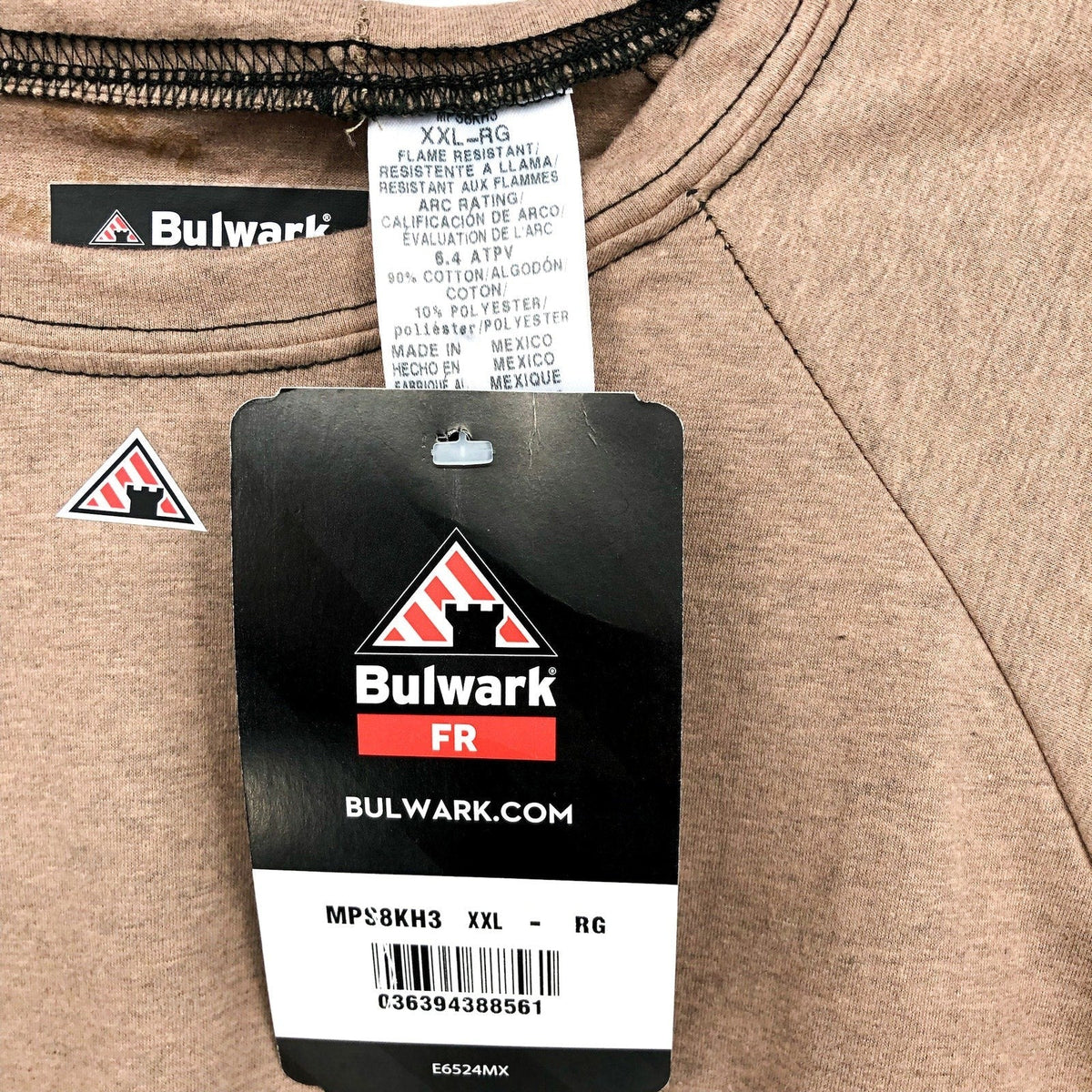 BULWARK Men’s FR Long Sleeve Shirt XXL Khaki Black Chest Pocket Base Layer NWT
