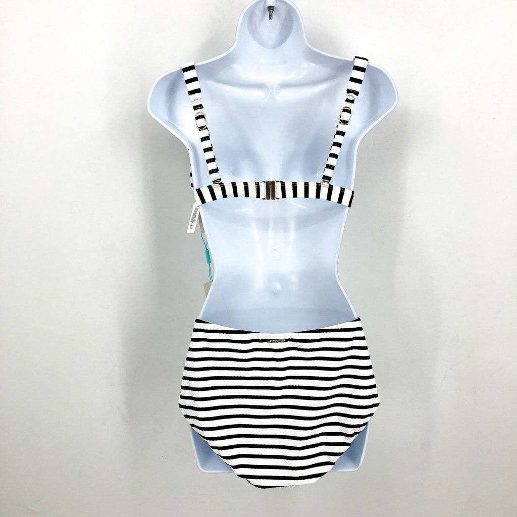 SEA LEVEL SWIM Amalfi Longline Top Bottom Bikini Size 6 Black White Striped NWT