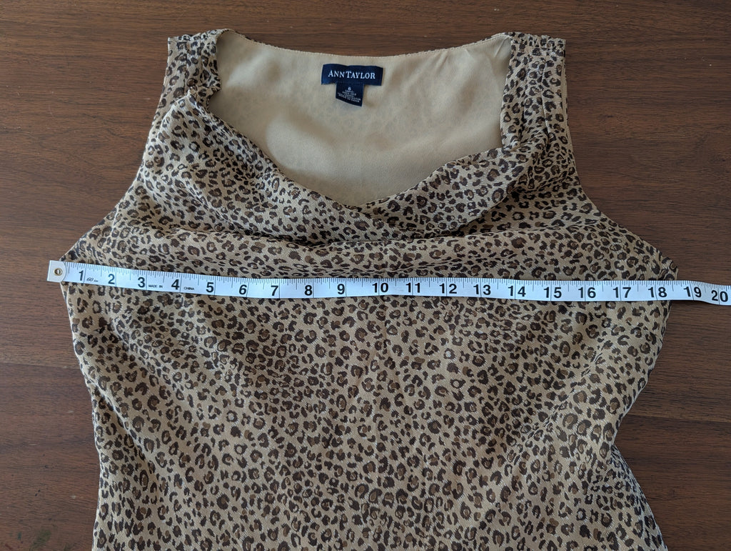 Vintage Ann Taylor Silk Leopard Cowl Neck Dress- 6/S