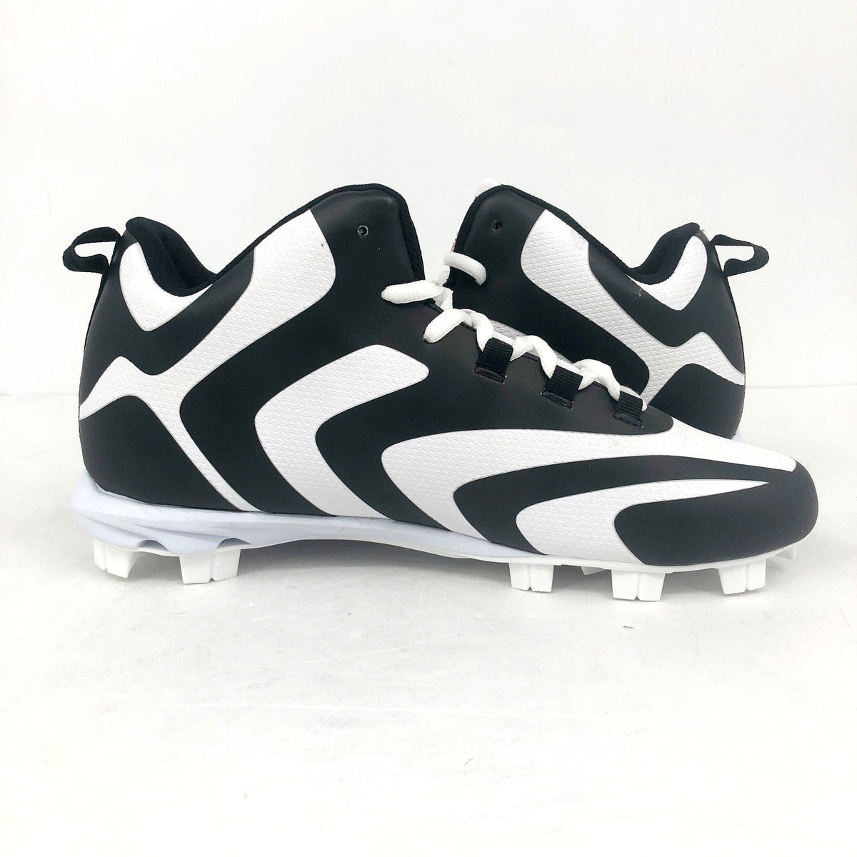 Rawlings Mens Rookie Mid Baseball Cleats Size 12 D White Black NWOB