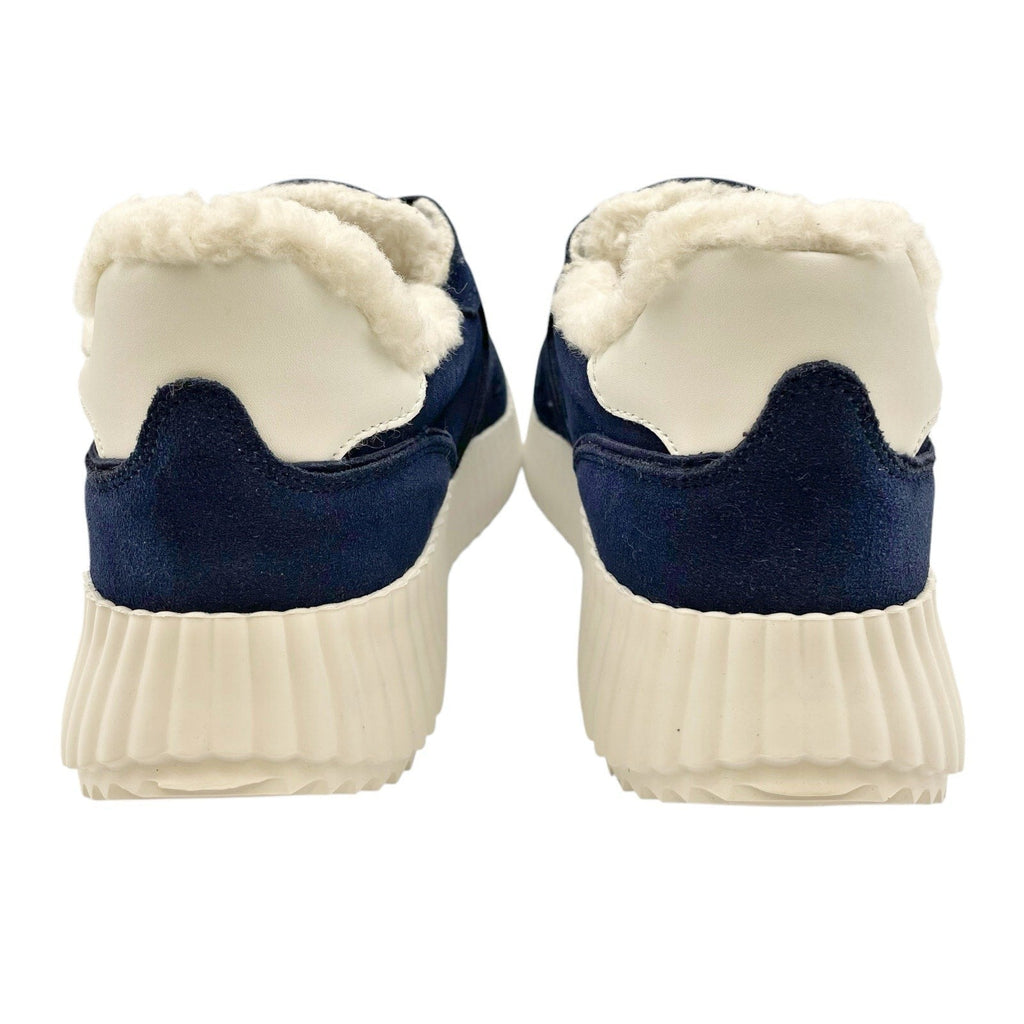 Steve Madden Womens Shereen-Fur Lined Sneakers Size 7.5 Navy Blue Suede NIB