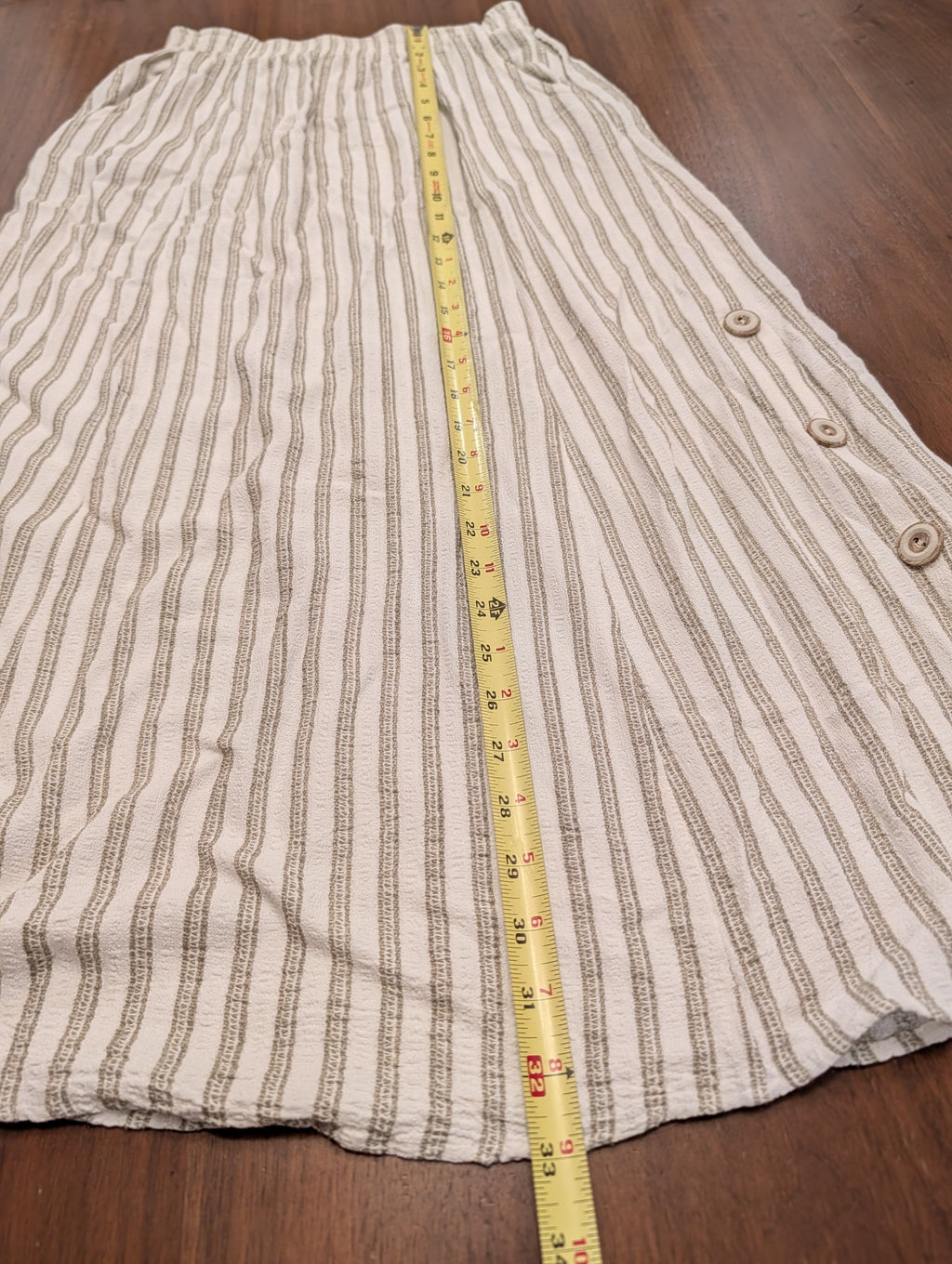 Vintage Cynthia Max Relax Striped Button-Slit Maxi Skirt - S