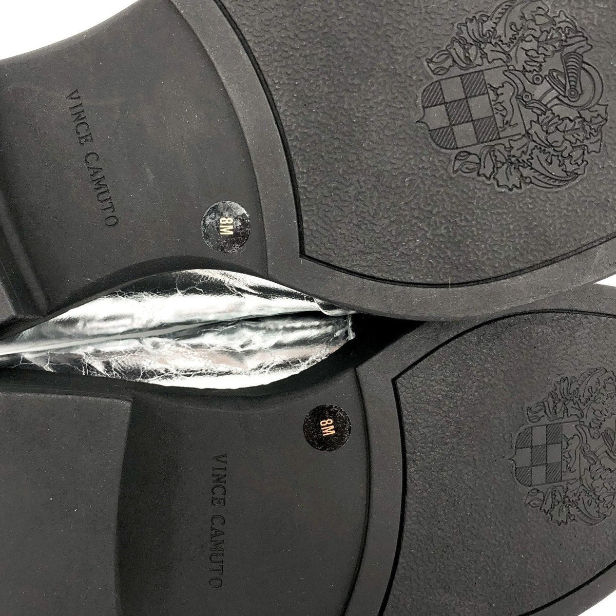 VINCE CAMUTO Womens Echika Loafer Size 8 M Silver Leather Chunky Block Heel NWOB