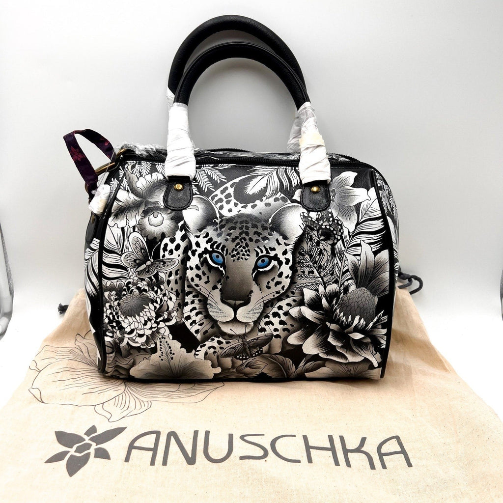 ANUSCHKA Women's Zip Around Classic Satchel Cleopatra’s Leopard Leather NWT