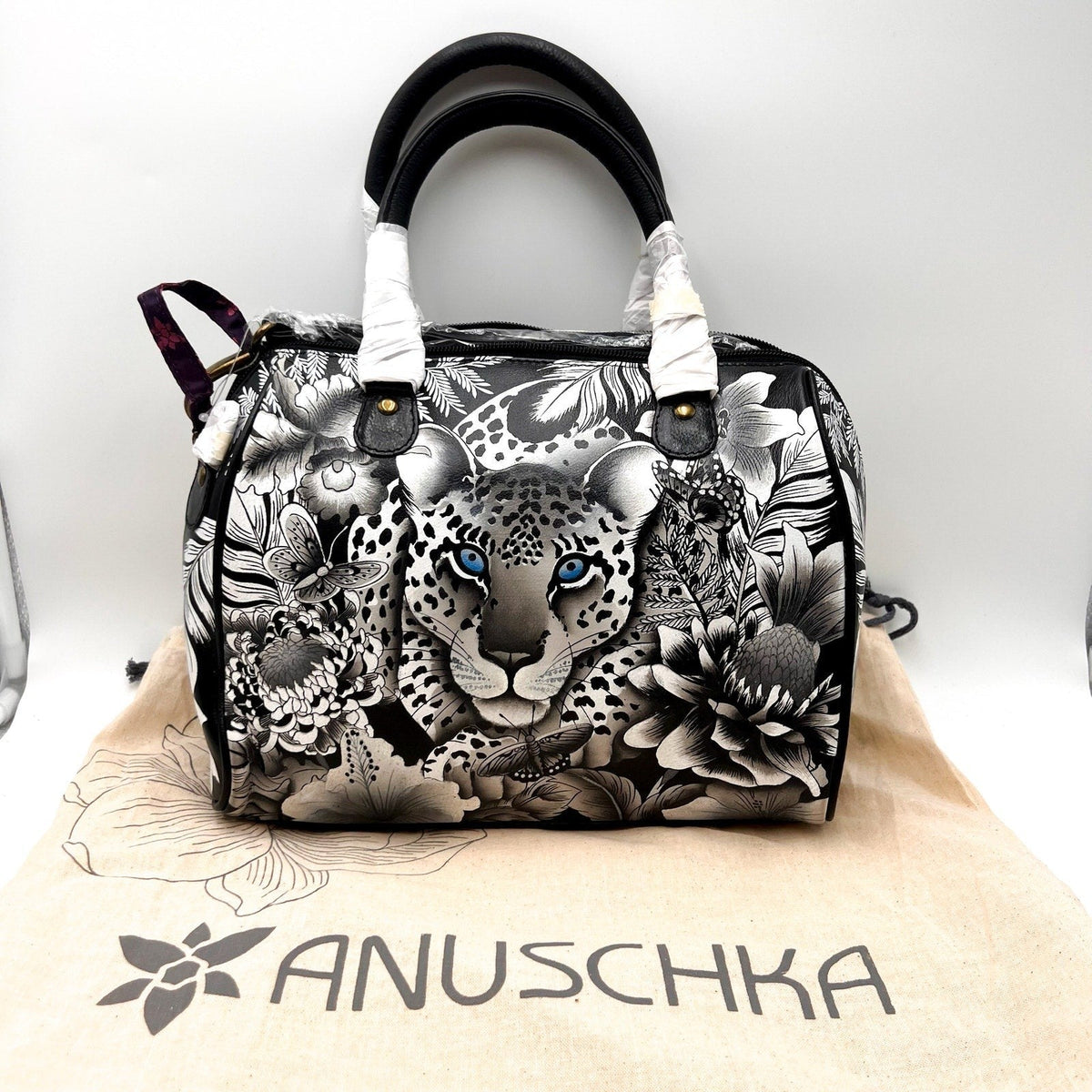 ANUSCHKA Women's Zip Around Classic Satchel Cleopatra’s Leopard Leather NWT