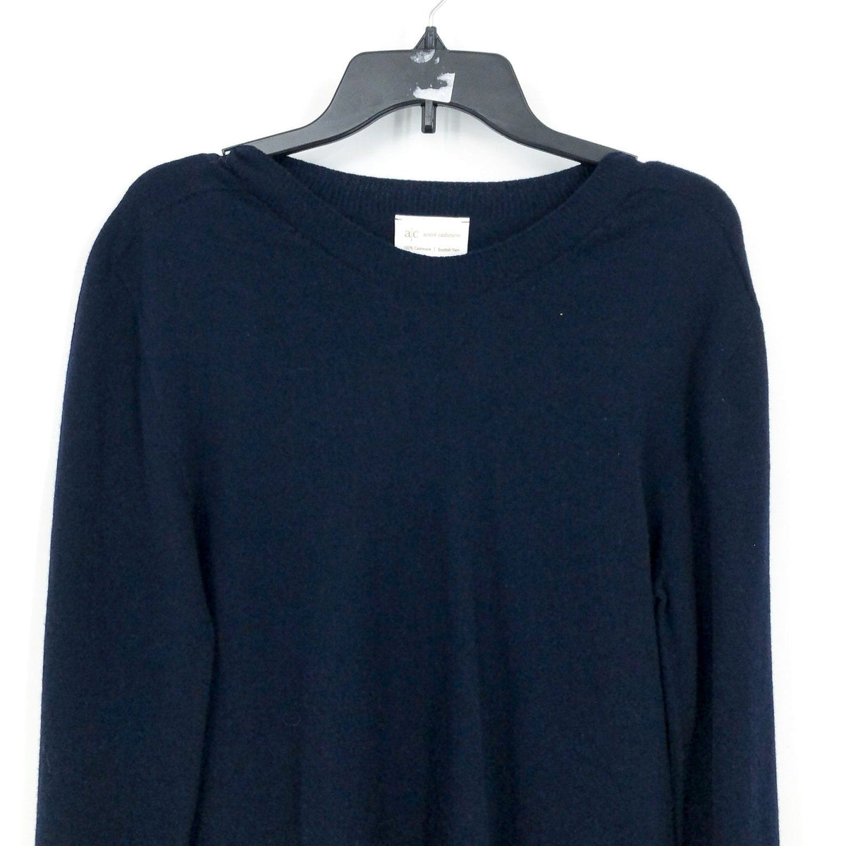 ACTIVE CASHMERE Men's Cashmere Sweater Small Navy Blue Long Sleeve NWT