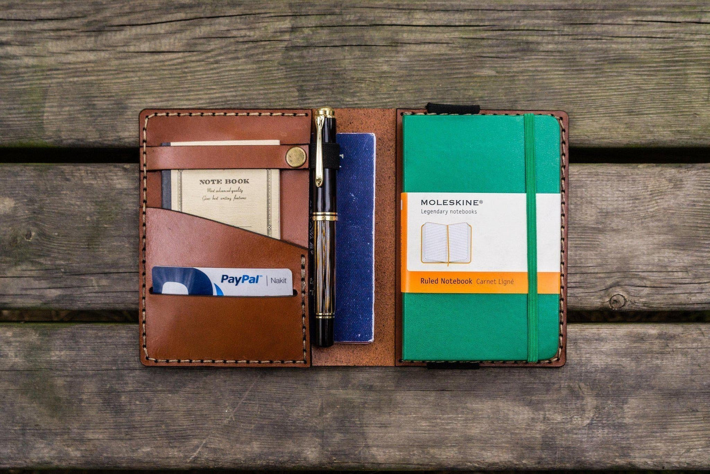 Leather Pocket Moleskine Journal Cover - Brown