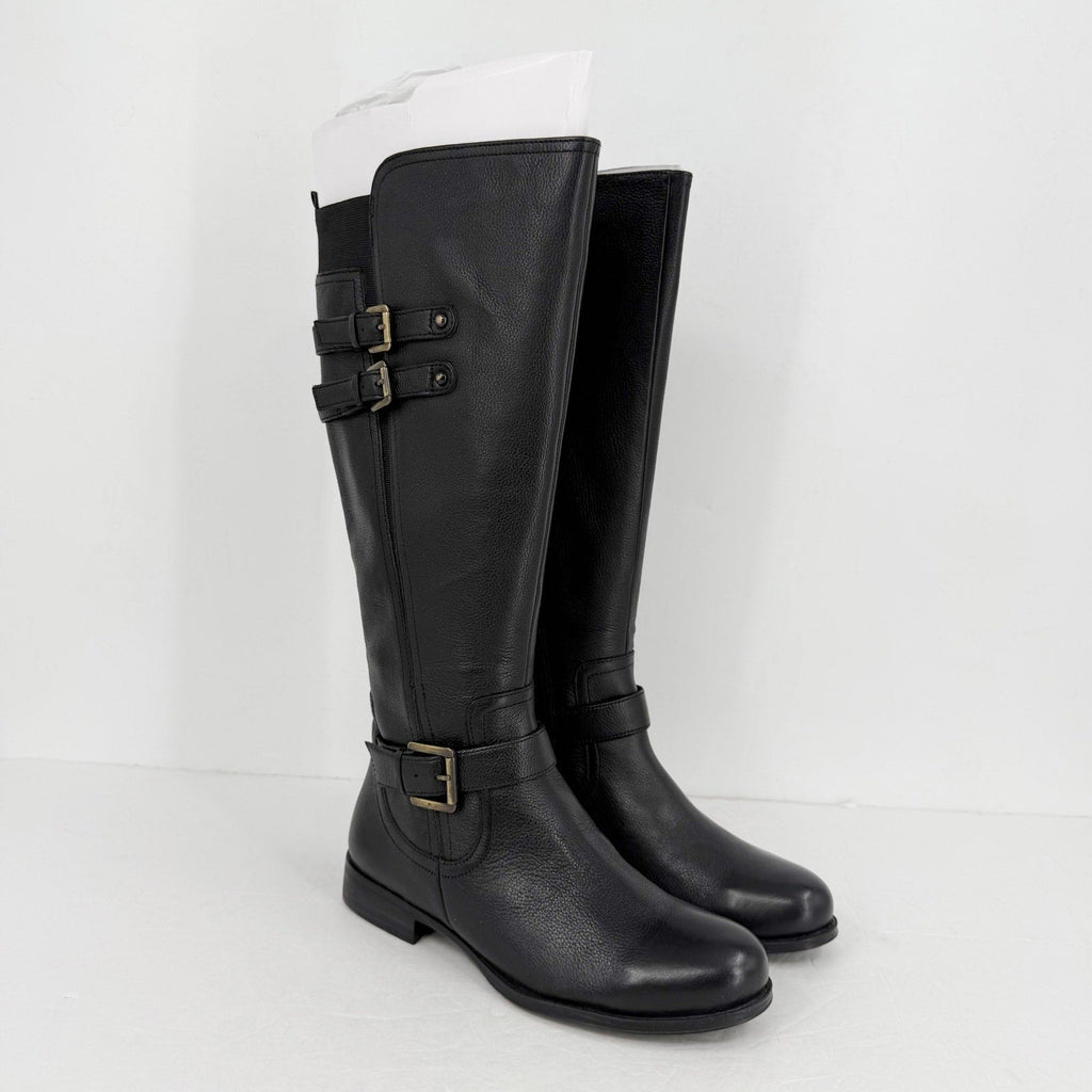 Naturalizer Womens Jessie Knee High Boots Size 8.5 WIDE Black Leather NWOB