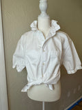 Marcela - Gap Brand New Mens Ruffle Collar Shirt - Short Sleeve - White Cotton/Linen Blend