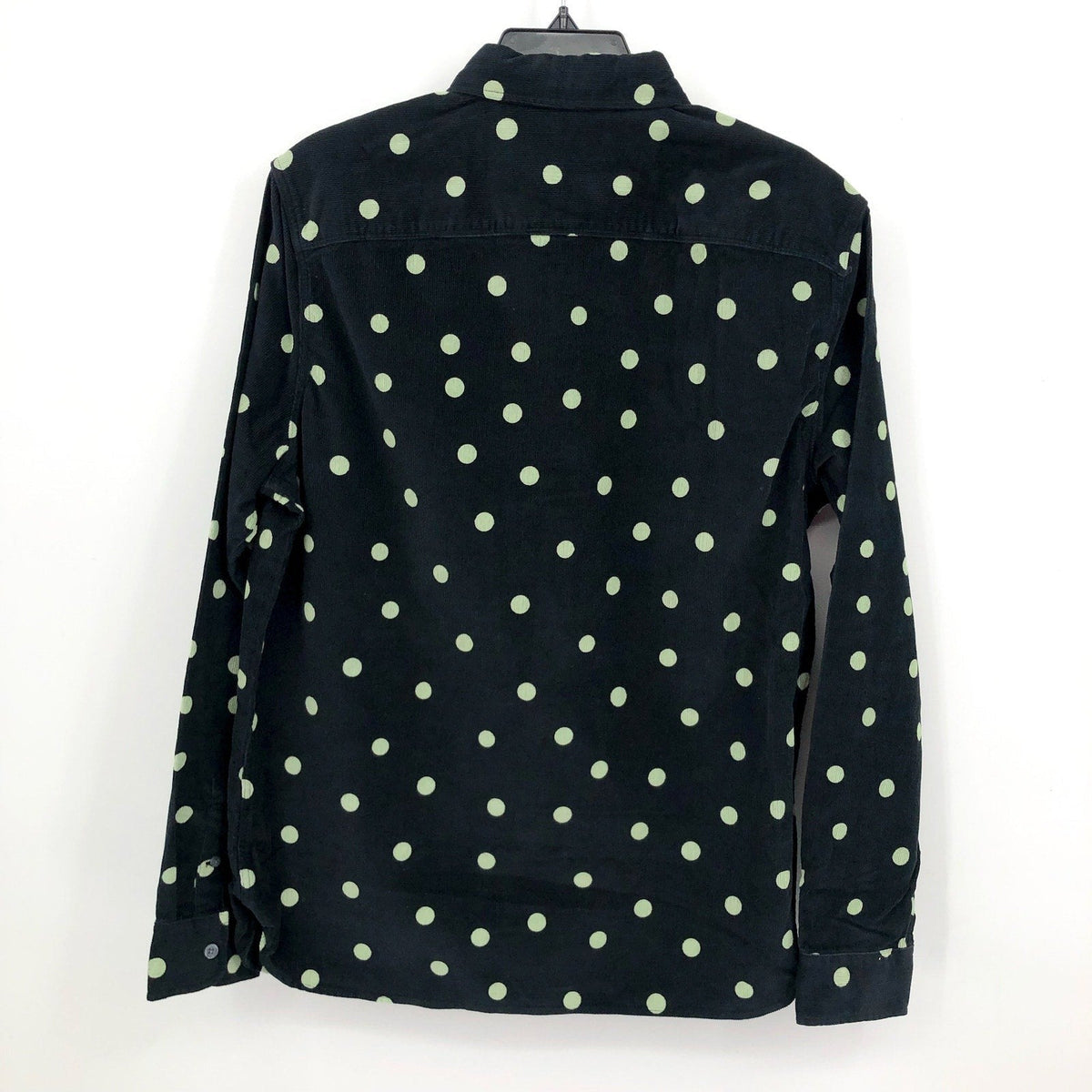 ALLSAINTS Men's Ocular Corduroy Shirt Small Black Long Sleeve Polka Dot NWT