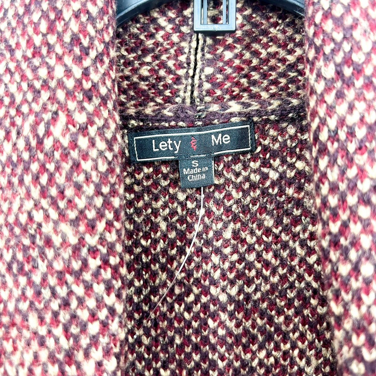 LETY & ME Womens Longline Coatigan Small Red Burgundy Multi NWOT