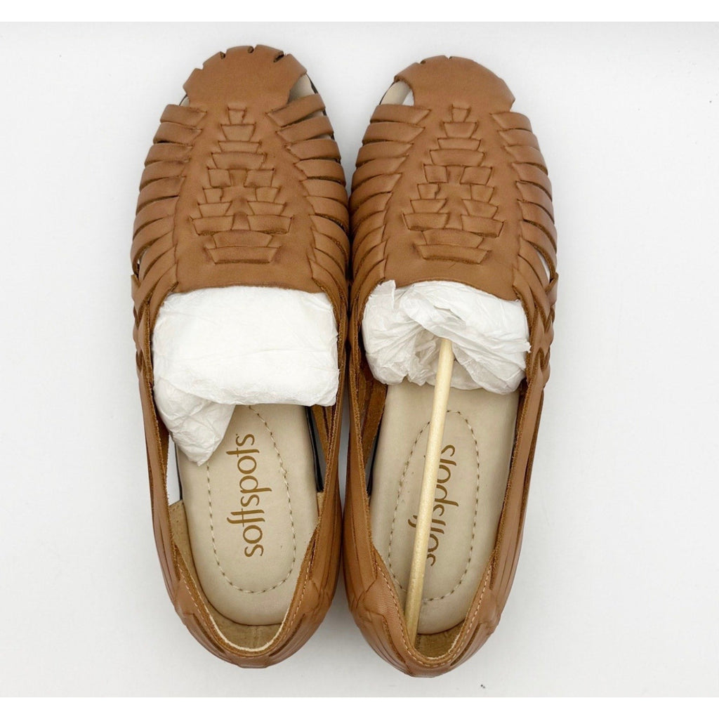 Comfortiva Womens Trinidad Sandals Size 7.5 Narrow AA Tan Leather Huarache NWOB
