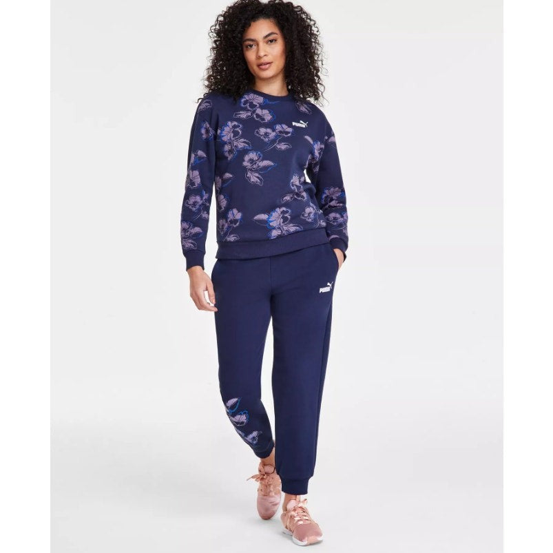PUMA Women's Essentials Floral Vibes Sweatshirt Small Pink Magenta Crewneck NWT