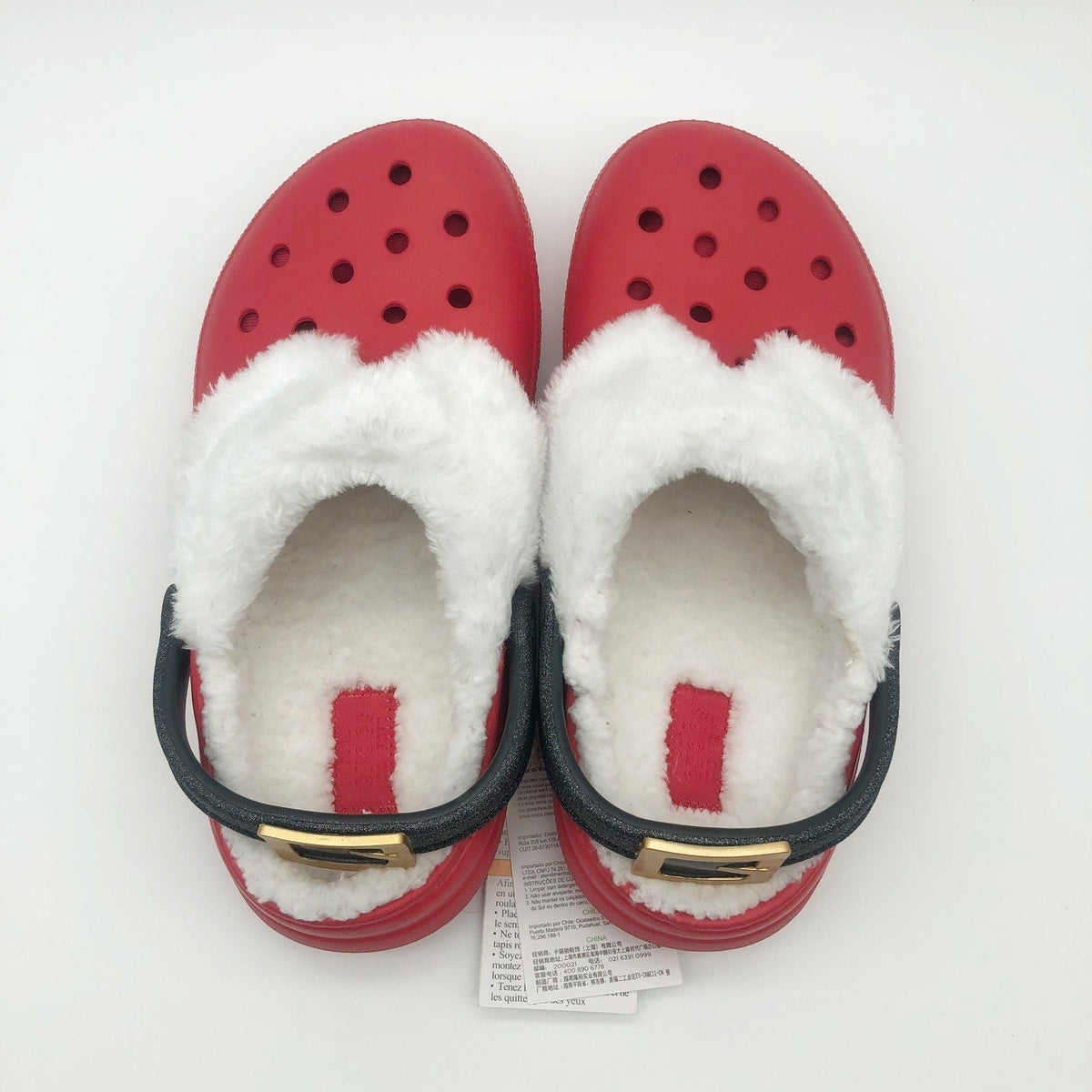 Crocs Unisex Santa Classic Clogs Womens 8 Mens 6 Festive Red White Black NWT