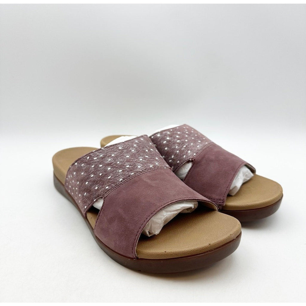 Spenco Womens Dawn Slide Sandals Size 7.5 EU 38 Red Burgandy Ostrich Suede NIB