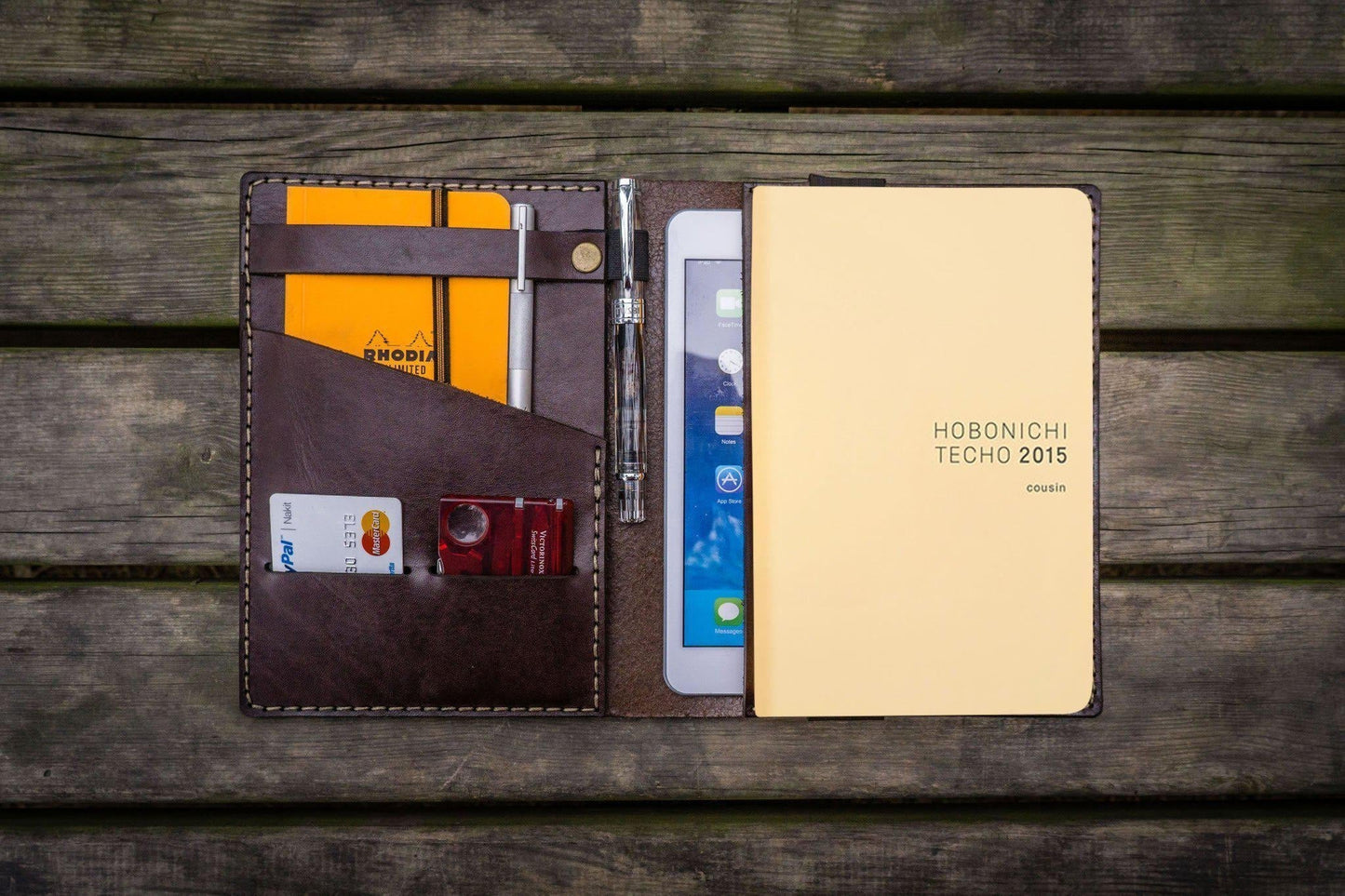 Leather Hobonichi Cousin A5 Planner Cover - Dark Brown