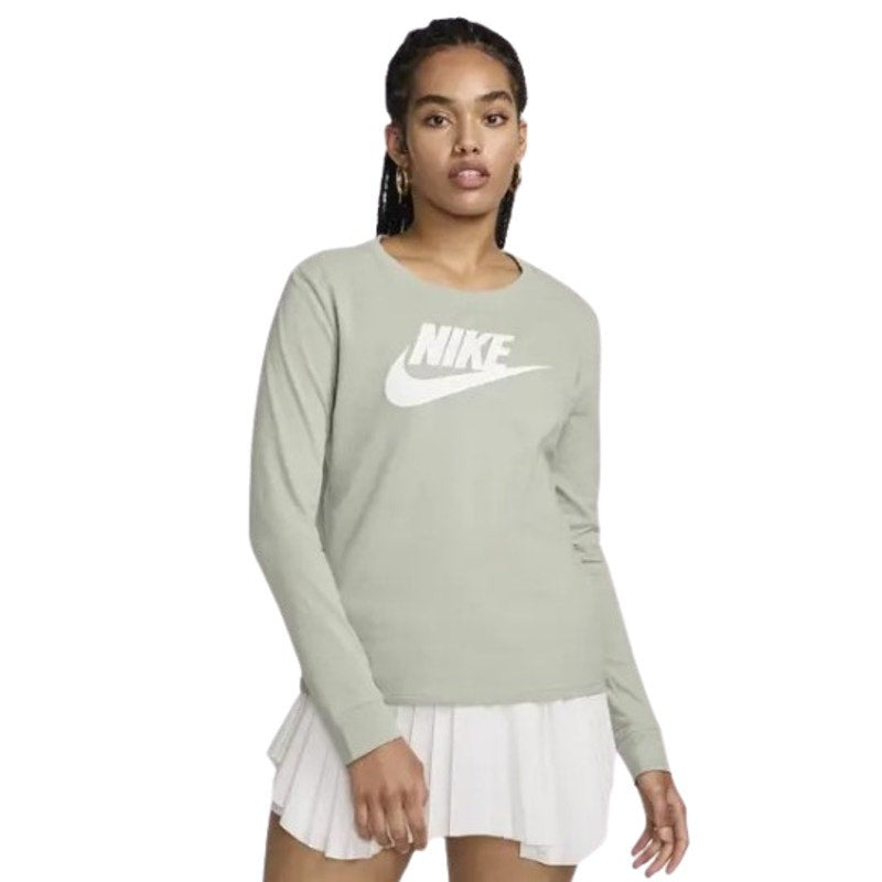 NIKE Women's Essentials Logo Tee XS Pale Green Long-Sleeve Crewneck NWT