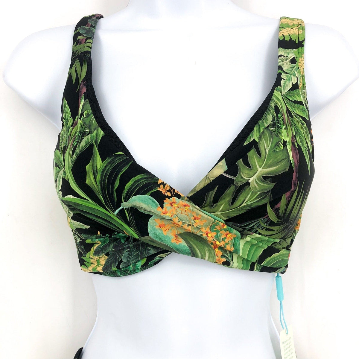 SEA LEVEL SWIM Lotus Cross Front Multi-fit Bikini Set Size 6 Black Green NWT