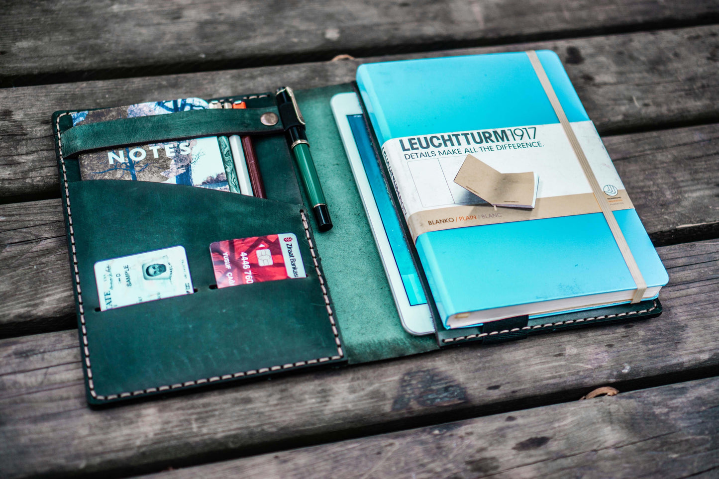 Leather Leuchtturm1917 A5 Notebook Cover - Crazy Horse Forest Green