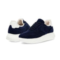 Steve Madden Womens Shereen-Fur Lined Sneakers Size 7.5 Navy Blue Suede NIB