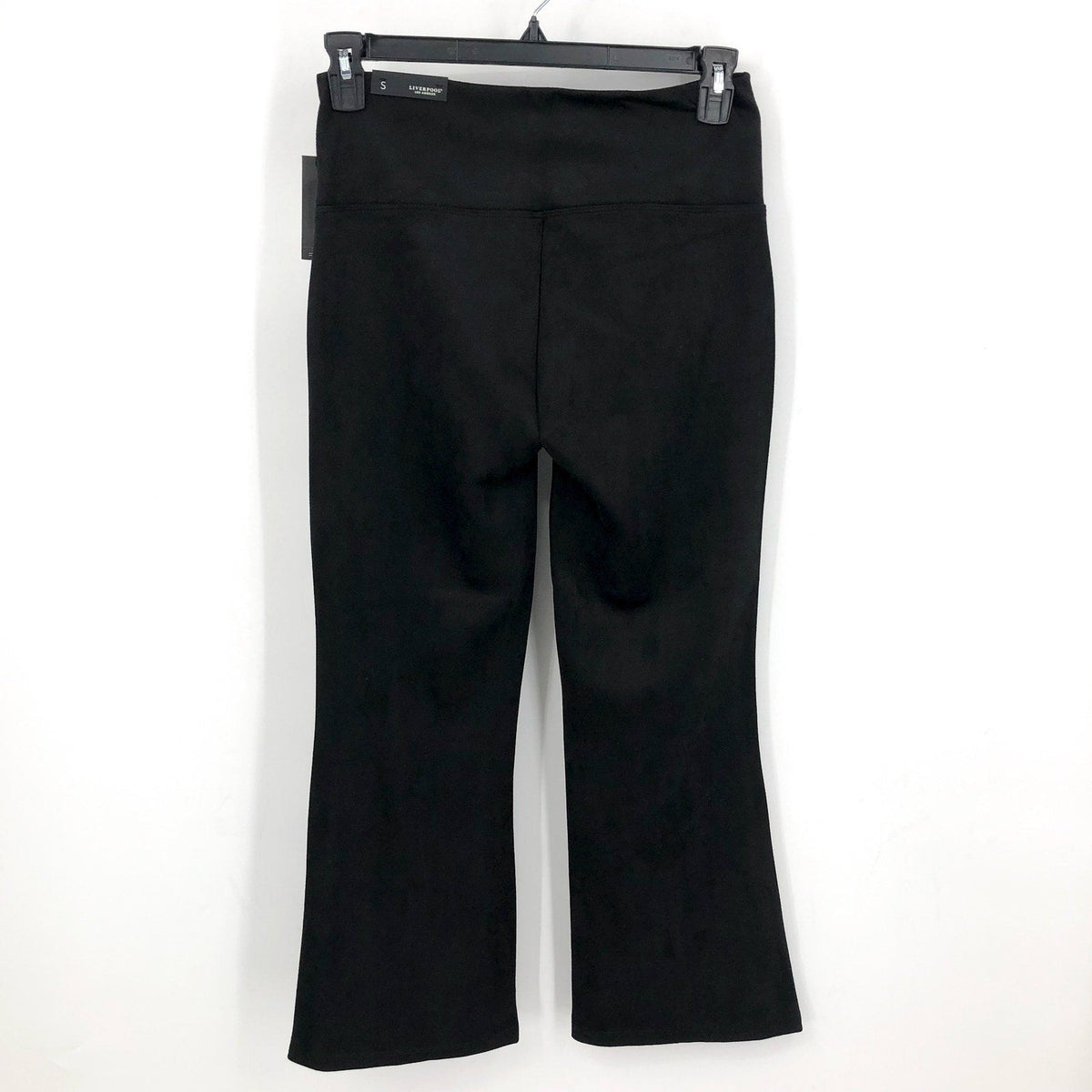 LIVERPOOL Women's Pearl Pull-On Faux Suede Flare Pants Small Black Stretch NWT