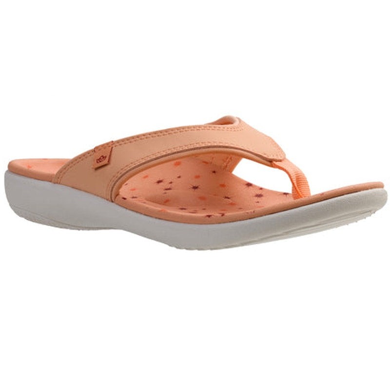 Spenco Womens Yumi Constellation Sandal Size 11 WIDE Coral Orange Flip Flop NWOB