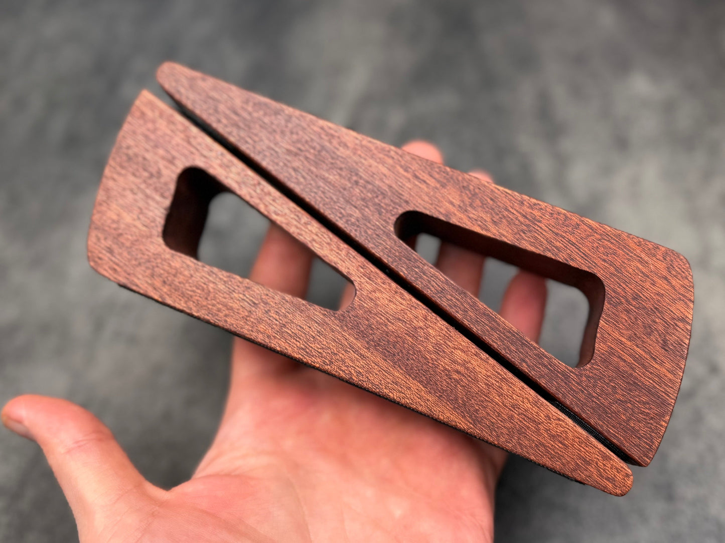Portable Wooden Stand for MacBook & iPad - Mahogany - with Leather Carry Sleeve