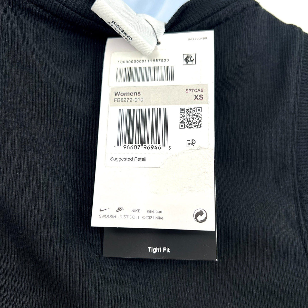 NIKE Sportswear Chill Knit Tight Cropped Mini-Rib Tank Top XS Black NWT