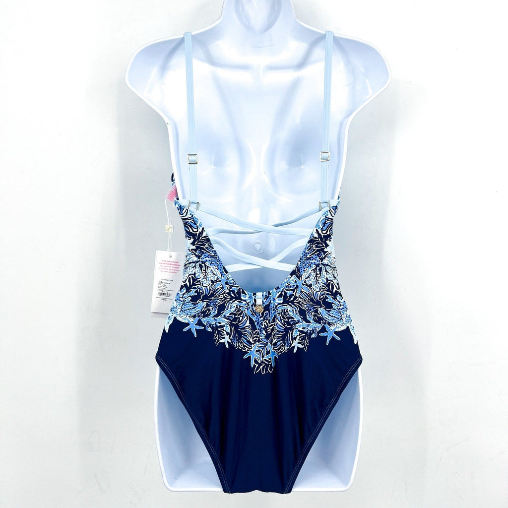 LILLY PULITZER Klynn One-Piece Swimsuit US 10 Bonaire Blue Just a Little Koi NWT