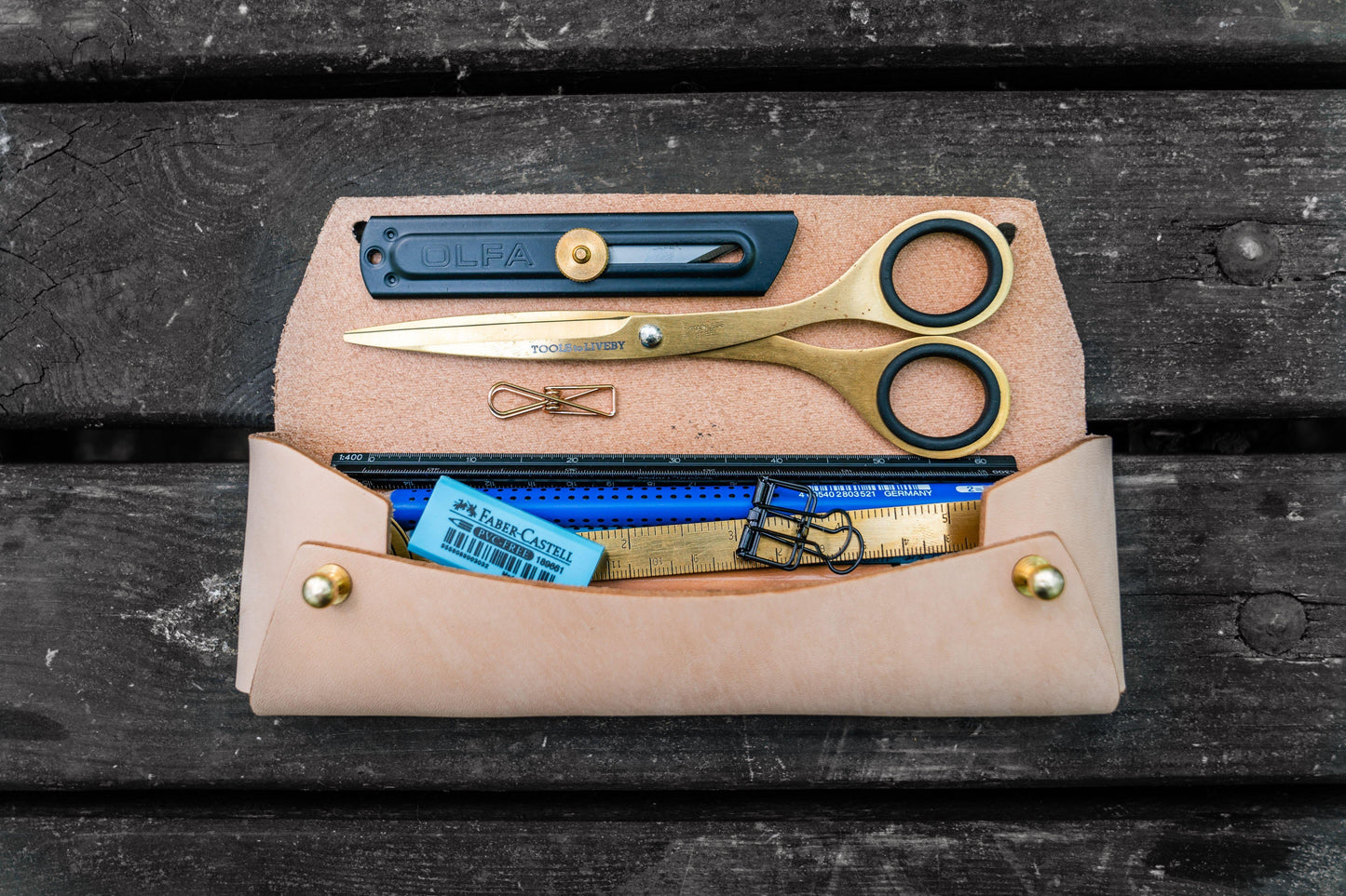 The Student Leather Pencil Case - Undyed Leather