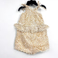 BARDOT Toddler Girls Leopard Trim Romper Size 3T Cream Beige Peplum NWT