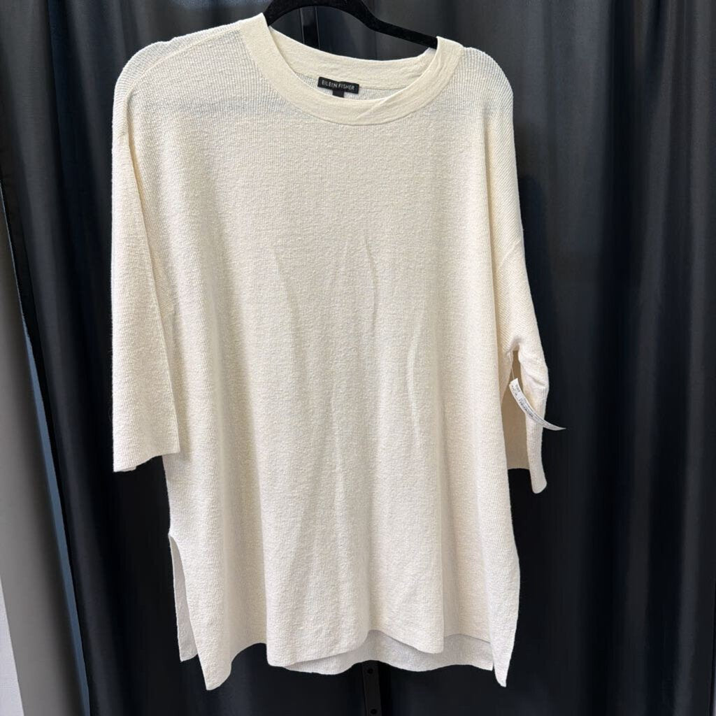 Eileen Fisher Linen Blnd Tunic 1/2 Slv TOPS L/XL
