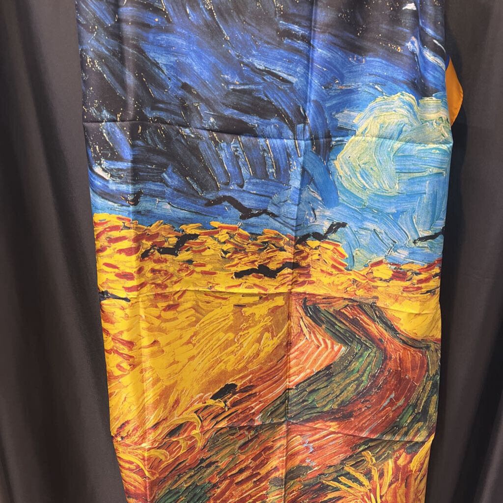 Vincent Van Gogh NWB Silk VNTG Wheatfield With crows SCARVES 50.5x103 cm