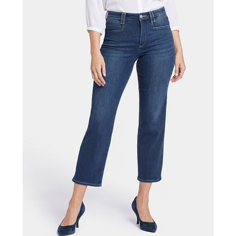 NYDJ Womens Straight Ankle Jeans Size 8 Blue Wonderland Relaxed NWT
