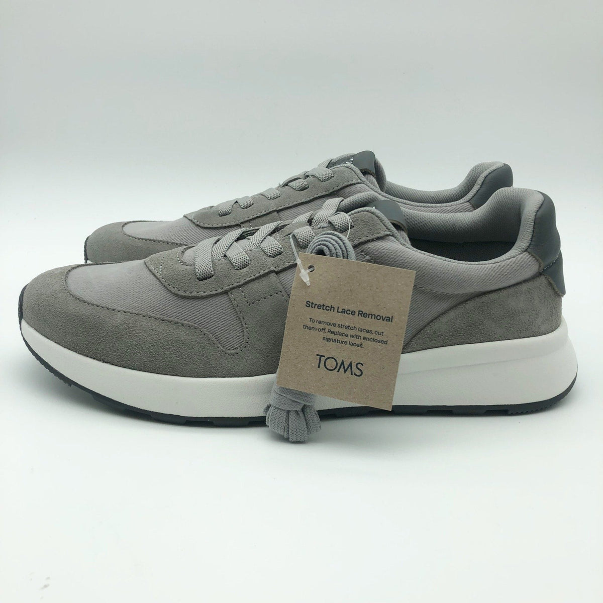 Toms Mens TRVL LITE Retro Runner Sneakers Size 9 Drizzle Grey Suede Twill NIB