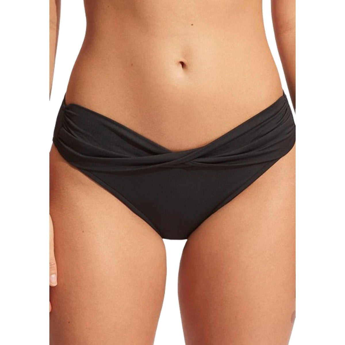 SEAFOLLY Women's Twist Band Hipster Bikini Bottom Size 4 Black Swim NWT