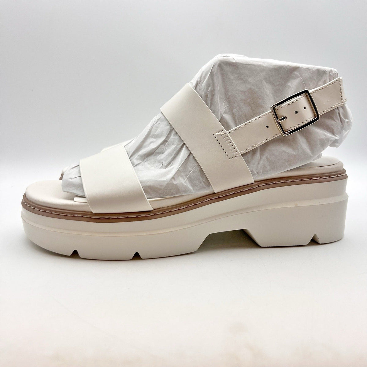 Naturalizer Womens Darry-Sling Sandals Size 8.5 M White Leather Lug Sole NIB