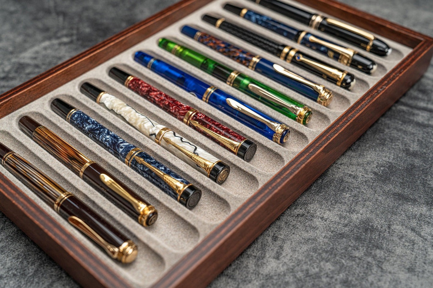 Stack & Store Wood Pen Display Box - With Clear Lid