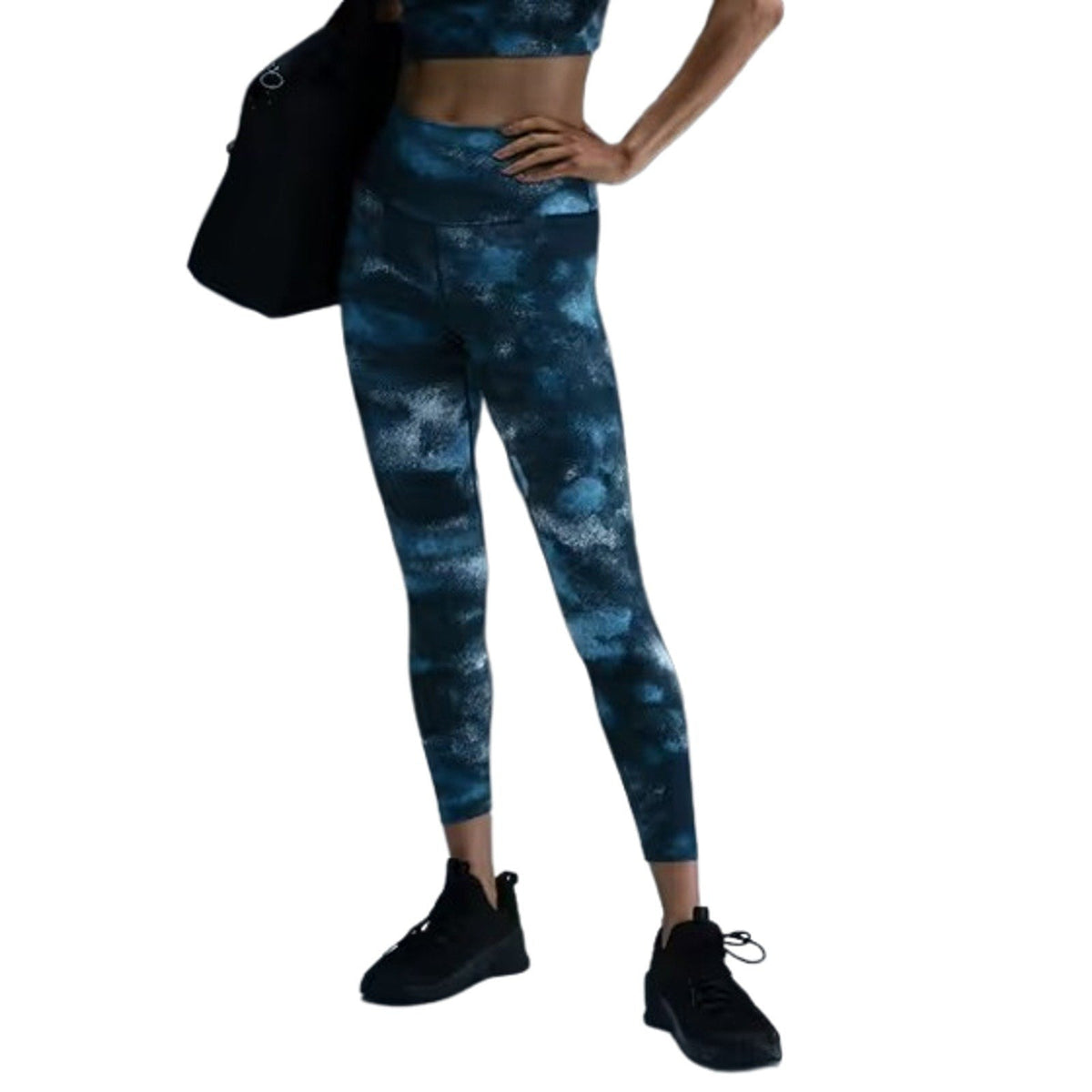 NIKE Women's One High Waist 7/8 Leggings Large Smokey Navy Blue Print NWT