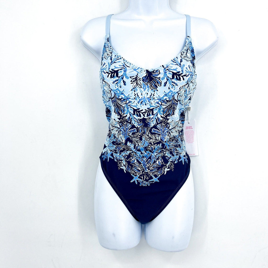 LILLY PULITZER Klynn One-Piece Swimsuit US 10 Bonaire Blue Just a Little Koi NWT