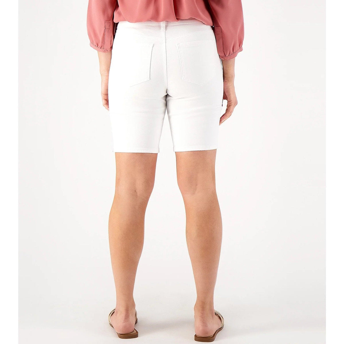 NYDJ Womens Ella Denim Shorts Size 14 PETITE Optic White 8" Inseam NWT