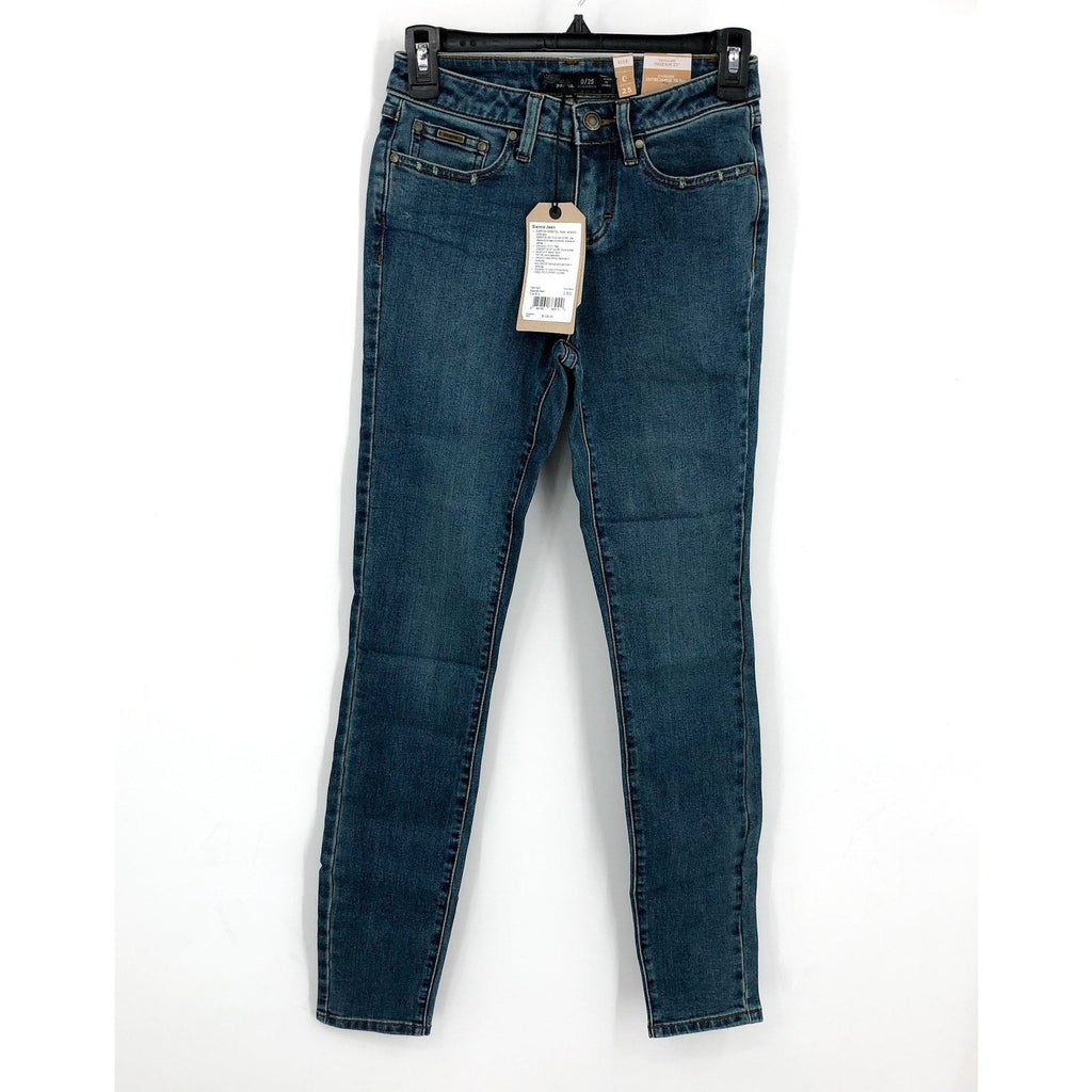 PRANA Womens Sienna Mid Rise Skinny Jeans 25x31 US 0 True Blue Stretch Denim NWT