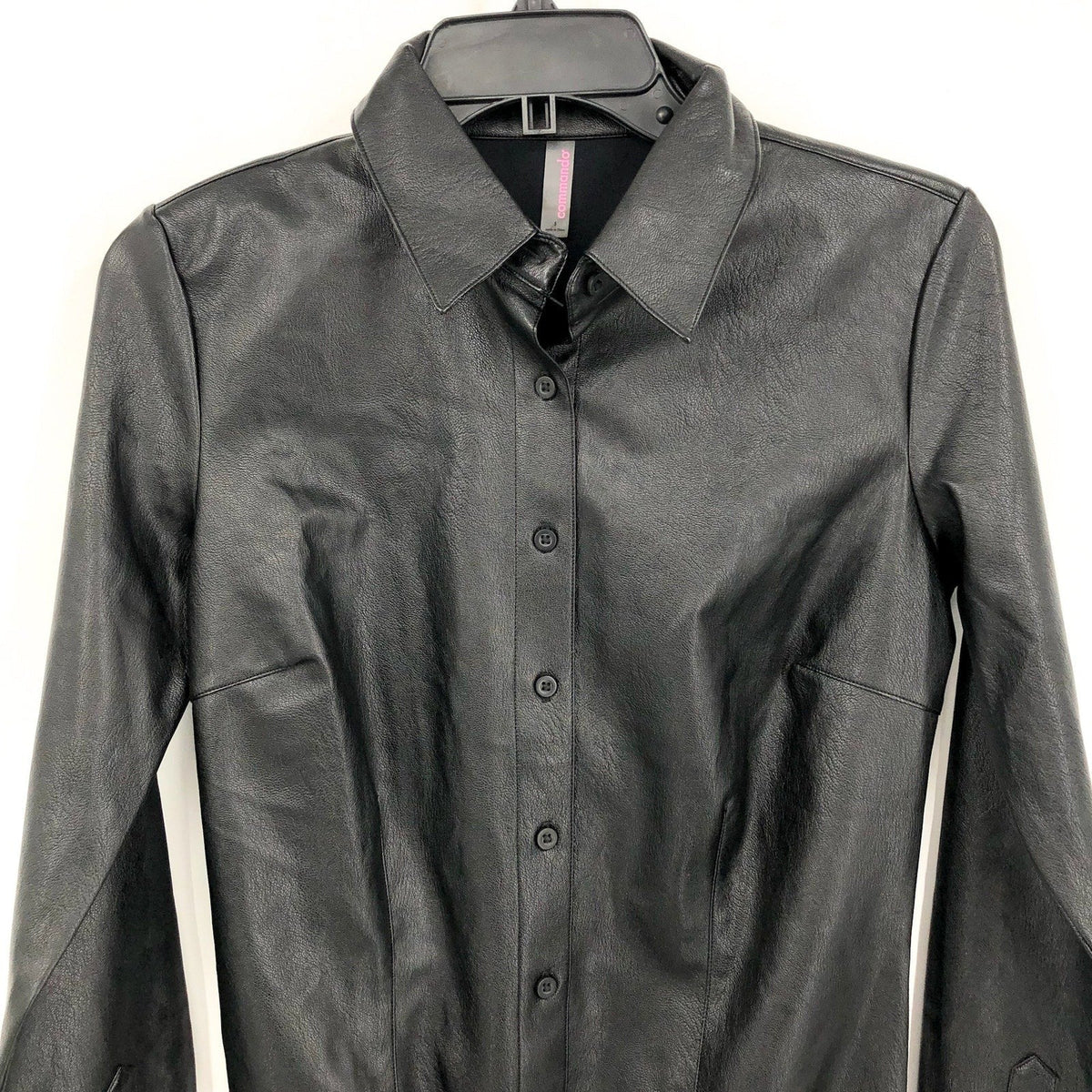COMMANDO Women's Faux Leather Bodysuit Large Black Lightweight Button Down NWT