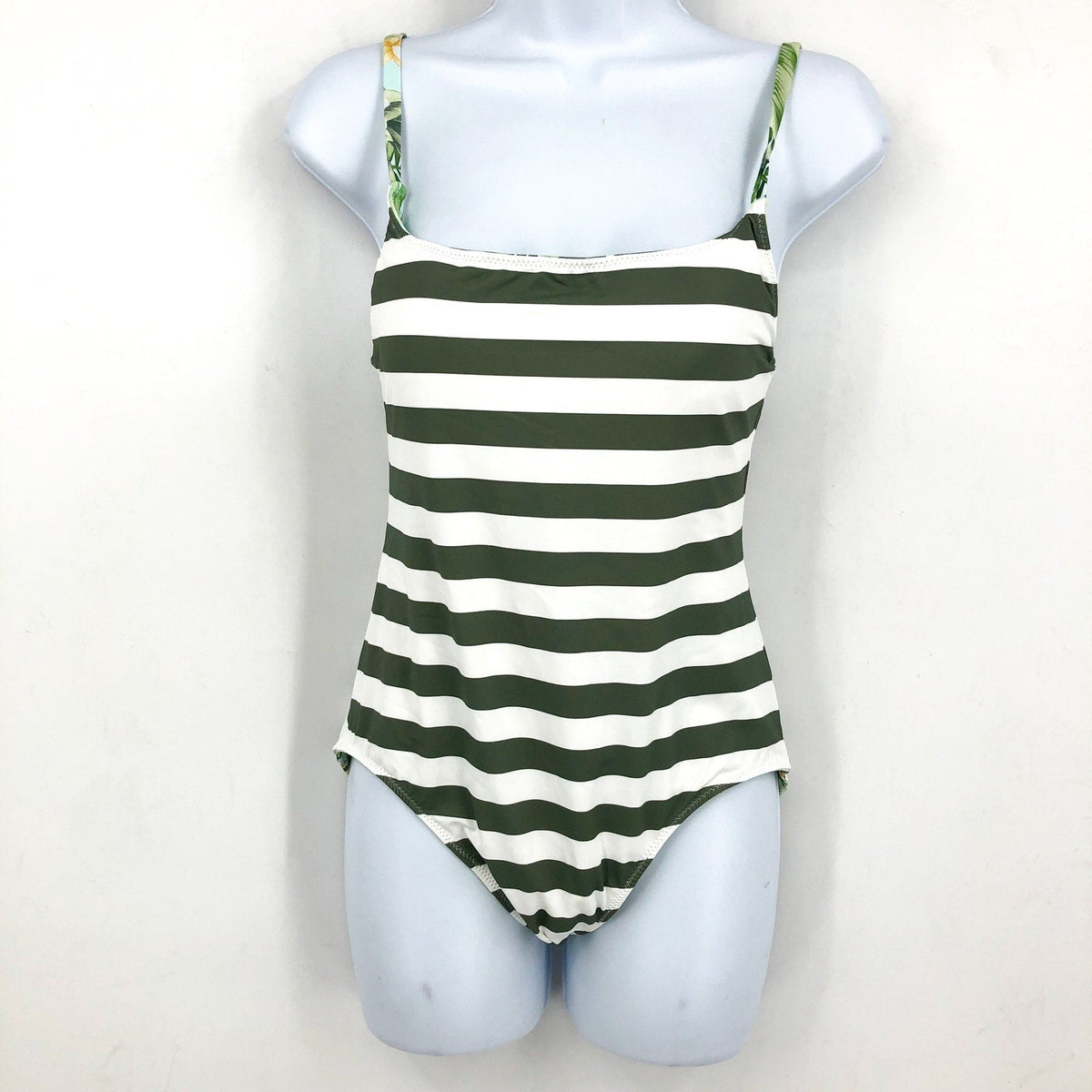 TOMMY BAHAMA Paradise Frond Reversible One-Piece Swimsuit Size 4 Green White NWT