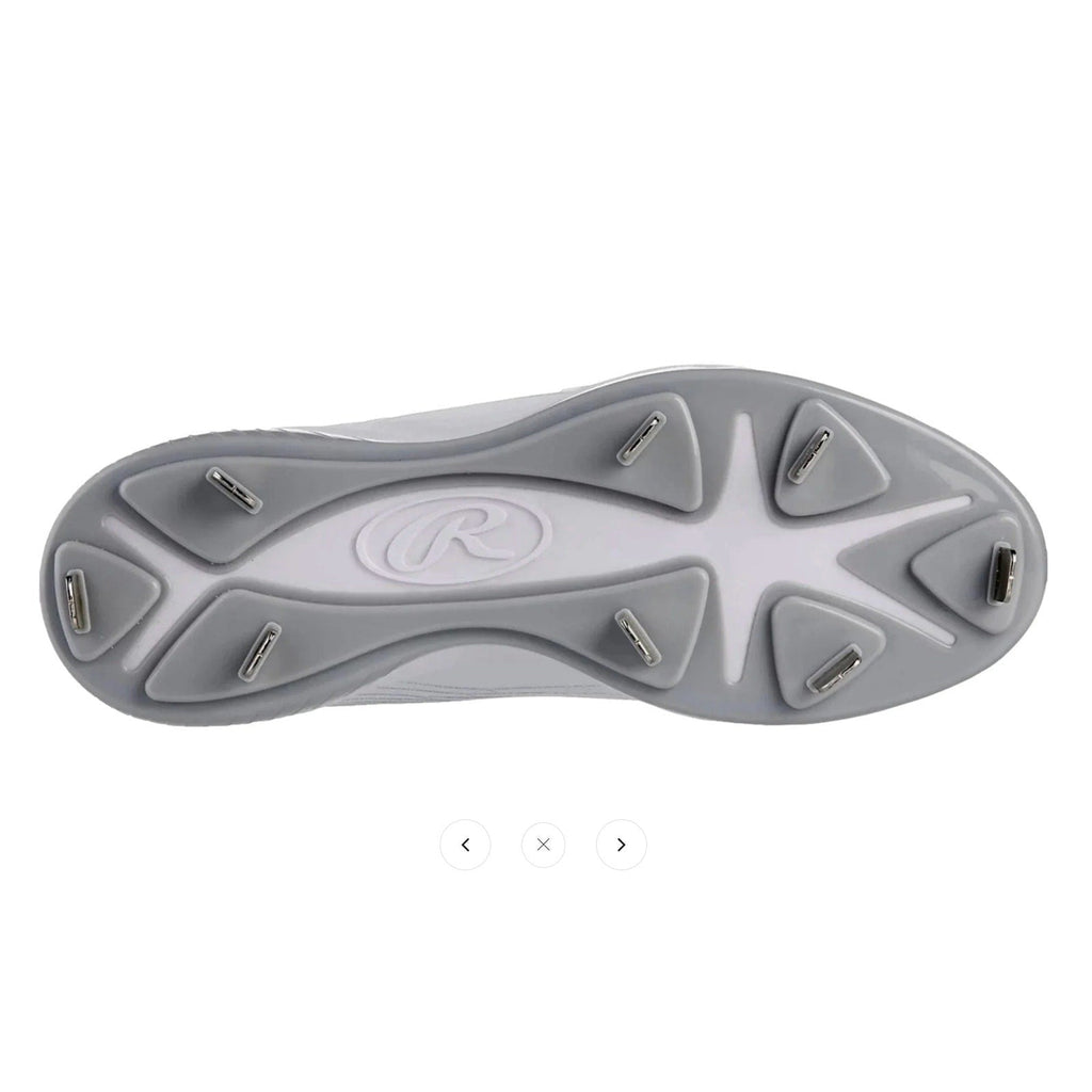 Rawlings Men Bullpen Low Baseball Cleats Size 13 White Gray Metal T4595 NWOB