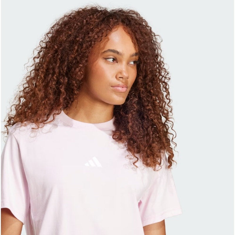 ADIDAS Women's Essentials 3-Stripes Cotton Tee XS Pink White Short Sleeve NWT