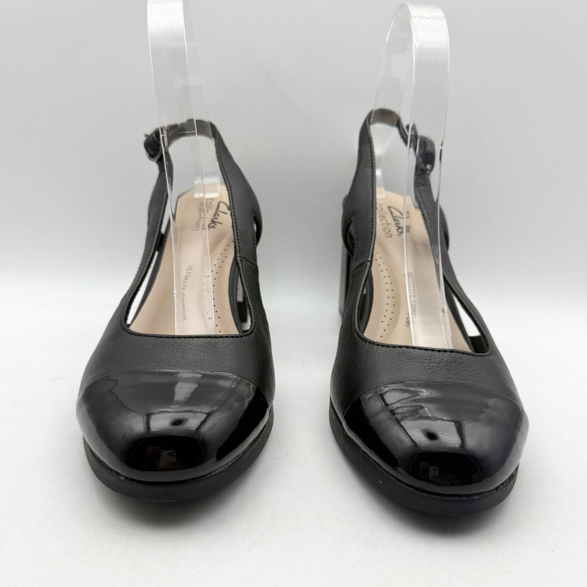 Clarks Womens Bayla Joy Pumps Size 7.5 Black Leather Slingback Heels NWOB