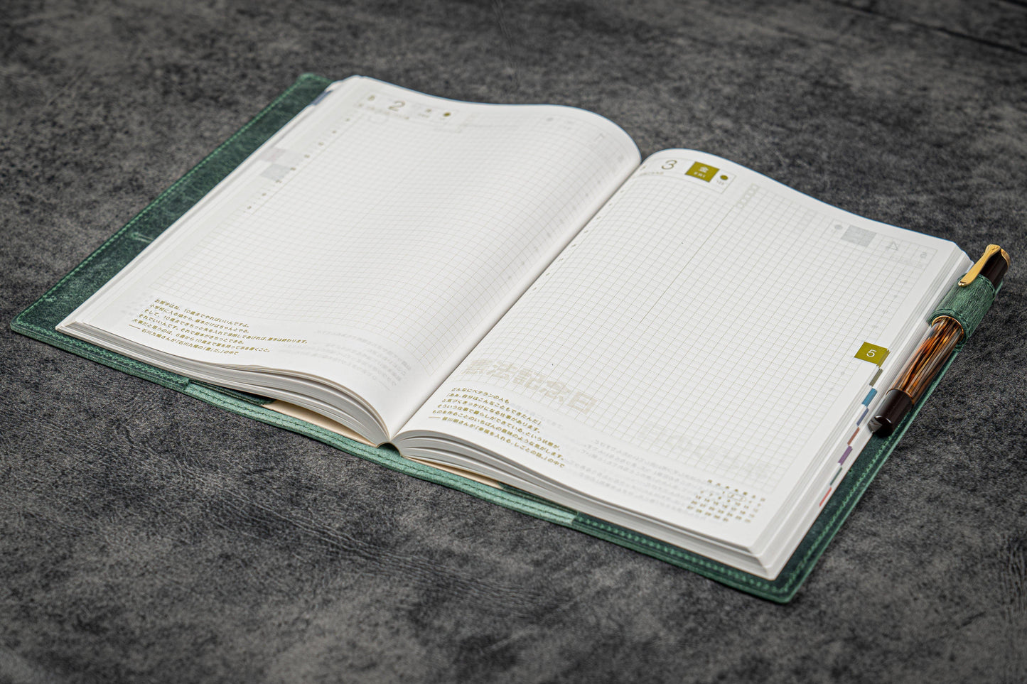 Leather Slim A5 Notebook / Planner Cover - Crazy Horse Forest Green