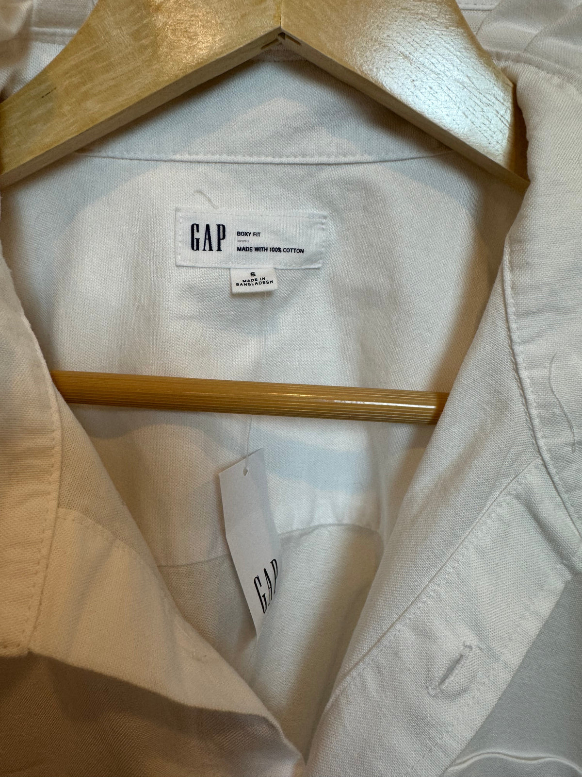 Marcela - Gap Brand New Mens Ruffle Collar Shirt - Short Sleeve - White Cotton/Linen Blend