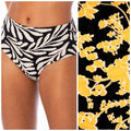 MAAJI Lush Feather Venus Classic Bikini Bottom Small Black/Yellow Reversible NWT